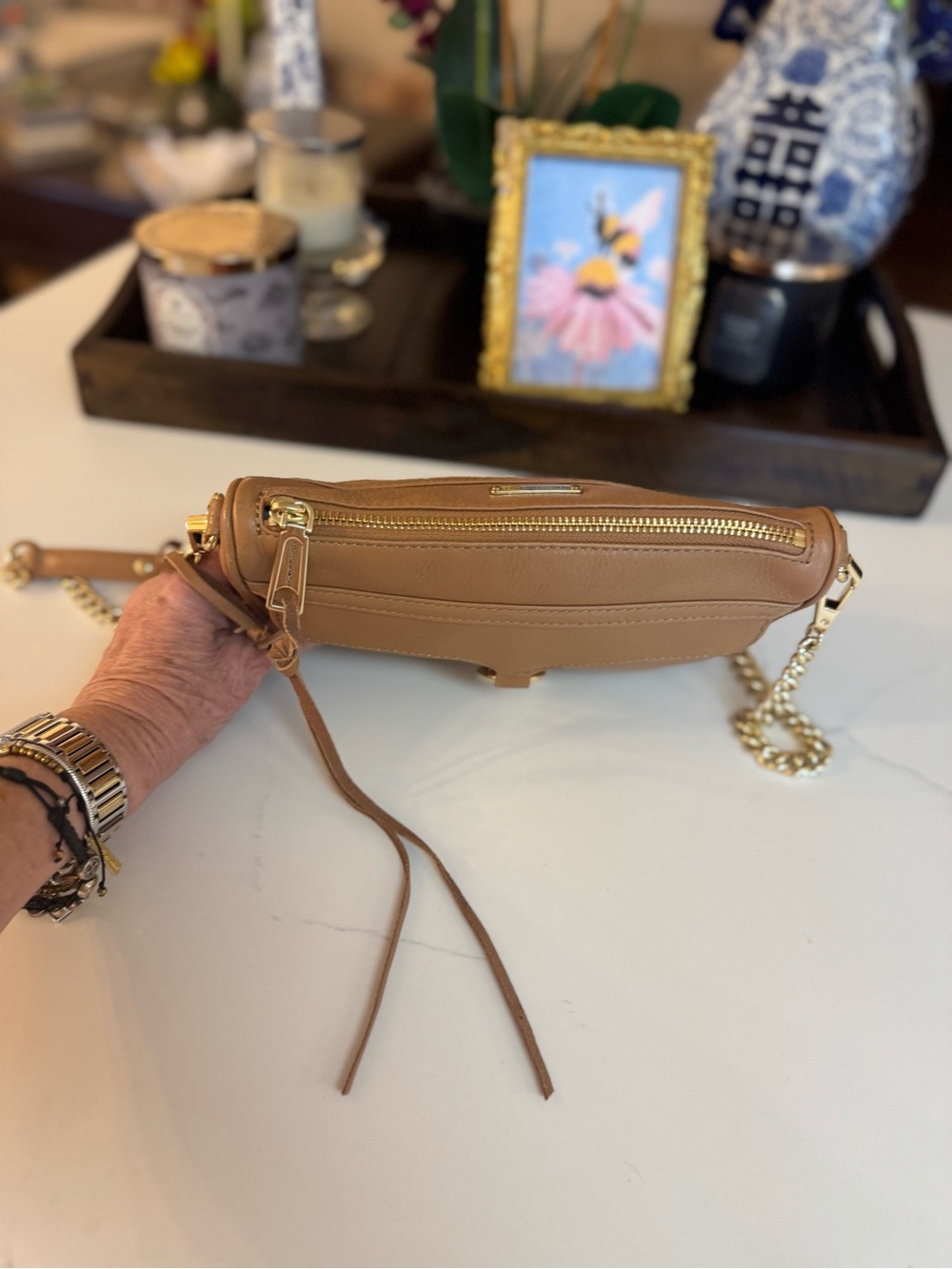 🤎 NWOT REBECCA MINKOFF TAN MINI M.A.C LEATHER CROSSBODY BAG! - Picture 10 of 13